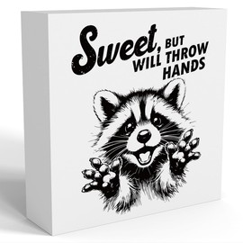 Funny Raccoon Decor Racoon Bathroom Decor Cute Raccoon Decor Raccoon Pet lovers Gift Racoon Gifts for Women Men Animal Gifts for Family Friends Wooden Box Sign for Home Office Shelf Desk Decor