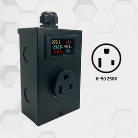 BUYSFORLIFE 6-50 Outlet Meter Box Installation Kit Assembly Required for Custom Application w/Box, Recepticle, LCD Meter, Screws, Cable Gland 110-240v Ampmeter, Voltmeter, Monitor Energy Usage