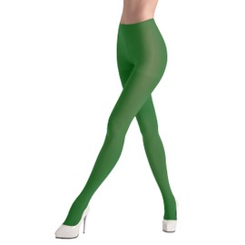 leg elegant Women's 80 Den Microfiber Soft Opaque Tights Pantyhose (Clover Green, XXL/3XL)