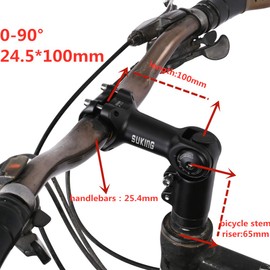 BESNIN Adjustable Bike Stem 0-90 Degree 1-1/8"x31.8/25.4x60/80/90/93mm, Adjustable MTB Stem Mountain Bike Handlebar Stem for Bicycle, Road Bike, MTB, BMX, Cycling (0-90° 25.4 * 100)