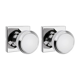 Kwikset Maven Interior Passage Door Knob, Square Handle for Closet and Hallway Doors, Non-Locking Doorknob in Polished Chrome, with Microban Protection