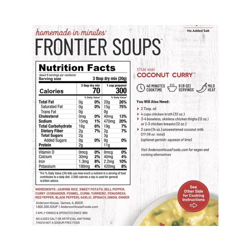 Frontier Soups Homemade In Minutes thai wai Coconut Curry, 6.25