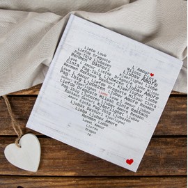 Logbuch-Verlag Guest Book Black White Red with Heart Notebook Diary Blank Book White Pages Square 21 x 21 cm Wedding Guest Book
