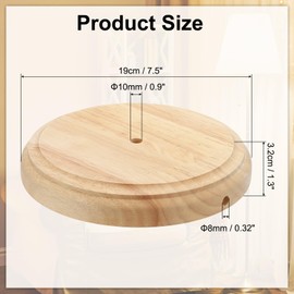 PATIKIL 7.5" x 1.3" Wooden Lamp Base, Round Solid Wooden Base Wood Desk Lamp Display Stand Replacement for Bedroom Bedside Table Lamps DIY