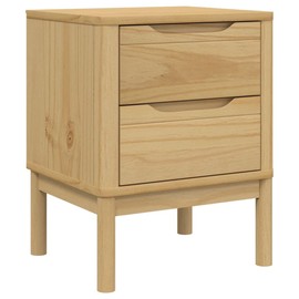 vidaXL Bedside Cabinet Floro - Solid Pine Wood Nightstand with Drawers - Wax Brown - 17.7"x15.4"x22.4"