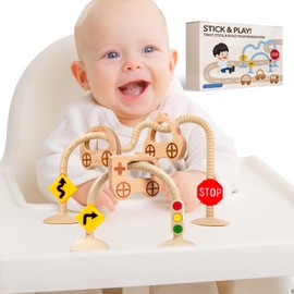 Baby Suction Cup Toys for Highchair - Sensory Silicone Toys for High Chairs, Airplane Travel, Bathtub, Restaurant, Montessori Interactive Teething Fine Motor Skills Toys for Infant and Toddler