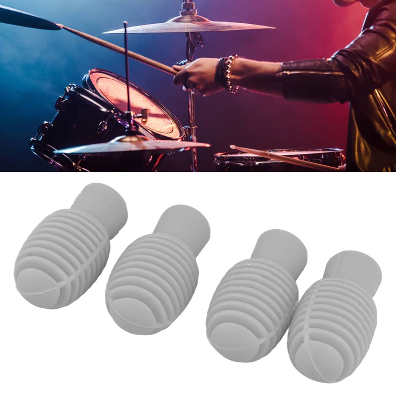 4Pcs Drumstick Silent Tip Silicone Drum Stick Dampener Mallet Mute