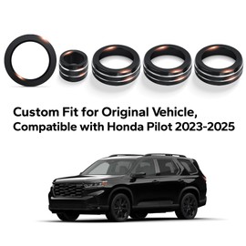 Polodunn for 2023-2025 Honda Pilot Accessories, 5pcs Aluminum Alloy Knob Cover Trim Set (Black) - Push Start Button, AC & Volume. Tool-Free Install, Interior Upgrade & Knob Protection