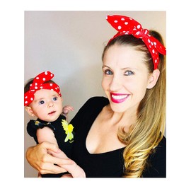 Shimmer Anna Shine Mommy and Me Matching Cotton and Spandex Stretch Headbands (Red Polka Dot)