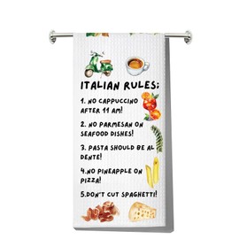 MYSOMY Italian Kitchen Towels Italian Kitchen Decor Italian Hand Towel Italian Chef Gifts Italian Rules Dish Towel (Italian rules UK)