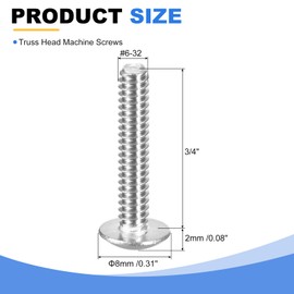 sourcing map #6-32 x 3/4" Truss Head Phillips Machine Screws, Full Thread, Phillips Drive, 304 Stainless Steel 18-8, Quantity 100