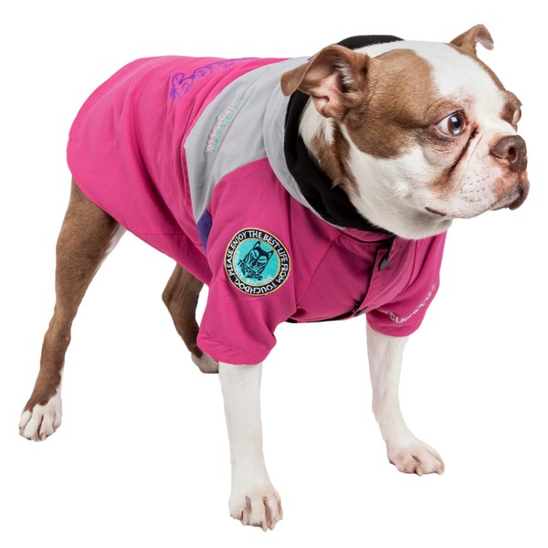 TOUCHDOG 'Mount Pinnacle' Waterproof and Windproof Fashion Designer Insulated Pet Dog Coat Ski Jacket Hooded Raincoat, X-Large, Pink