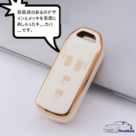 Nacalikeey Key Cover Key Holder Fit For Honda N Series Honda New NBOX Key Case N-VAN JJ1/JJ2 N-WGN NONE N-BOX Custom JF1-JF4 Key Cover N-BOX SLASH Slash JF1/JF2 Nacalikeey Cat Ear TPU Key Case (White)