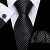YOHOWA Black Tie with Tie Clip for Men Plaid Silk