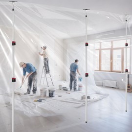 12FT Dust Barrier Poles 4 Pack withCarry Bag, Stainless Steel Retractable Zipper Wall Poles Kit for Renovation, Remodeling and Isolation Work