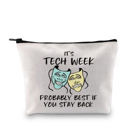PLITI Theater Tech Week Gifts Theatre Musical Makeup Bag Theatre Crew Gift It's Tech Week Comedy Tragedy Masks Gift (Tech Week bagU)