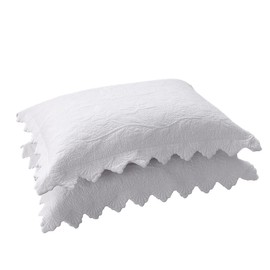 vctops 2-Piece Embroidered Cotton Quilted Pillow Shams Vintage Floral Decorative Pillow Covers Boho Pillow Cases Queen Size, White B