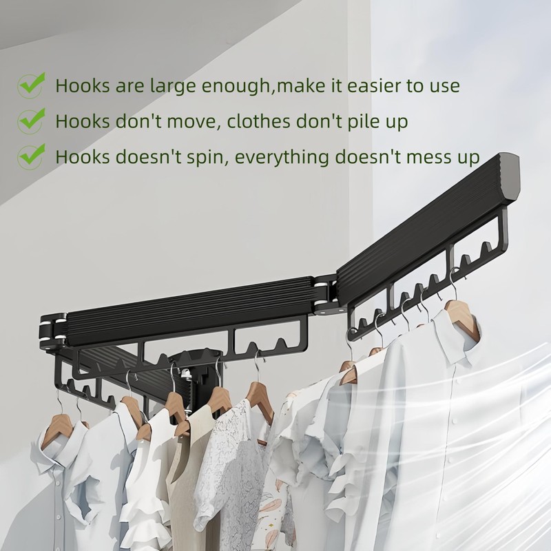 Puixieom Mounted Wall Drying Rack, Laundry Hanger Dryer Rack, Laundry