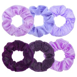 Tyqour 6Pcs Purple Scrunchies Elastics Purple Hair Ties Soft Hair Scrunchies Band Hair Elastic Bracelet Ponytail Holders Hair Accessories for Women Scrunchies Gifts