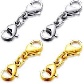 WKRTDY Set of 4 Double Opening Lobster Clasps for Bracelets and Necklaces, Can Be Used as a Shortener or Extender, Ideal for DIY Jewellery Projects