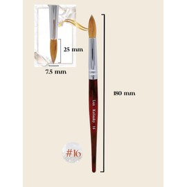 Lux kolinsky Acrylic Nail Brush 100% Pure Kolinsky Hair Round Shape Cherry wood handle Size #8 to #22 Pick Your Size (Size #16)