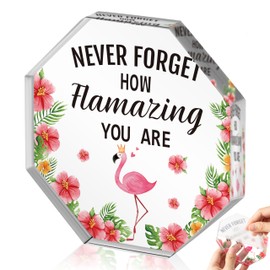 WATINC Flamingo Inspirational Gifts for Women - Motivational Cheer Up Desk Accessories Decor, Acrylic Encouraging Quotes Table Centerpiece Sign, Teacher Co Worker Office Encouragement Plaque Present