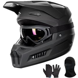 ILM Youth Dirt Bike Helmets Kids ATV Helmet Motorcross BMX Off Road Motorbike with Goggles Gloves Mask DOT Model MT601Y (Matte Black, Youth-Small)