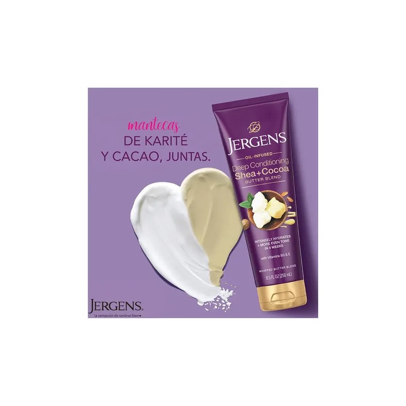 Jergens, Shea Cocoa Manteca Corporal Vitamina B3 Y E,250ml