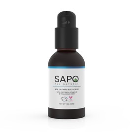 Sapo All Natural Eye Serum - Depuffing & Brightening Under Eyes Gel with Peptides, Hyaluronic Acid, Bergamot, Chamomile & Citrus Oil - Smooth Texture & Fine Line Reducer for Dark Puffy Circles - 1 oz