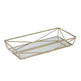 Home Details Mirrored Vanity Tray for Dresser, Perfume, Desk, Cosmetic & Jewelry Organizer, Decorative, Satin Gold