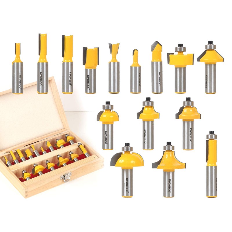 YONICO Router Bits Set 15 Bit 1/2-Inch Shank 17150 Professional