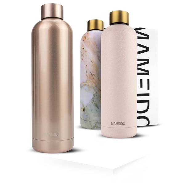 Mameido Stainless Steel Water Bottle, 750 ml, Rose Quartz -