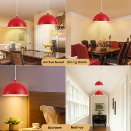 YCZHCC 3 Pack Pendant Lights for Kitchen Island Modern Pendant Lighting Fixtures Hanging Vintage Ceiling Light Fixture for Dining Room Living Room Foyer Entryway Bedroom Hallway, E26 Base, Red