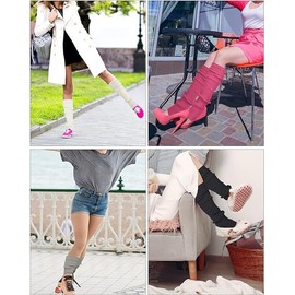 Clarmonde Leg warmers for girls Knitted Stirrup Leg Warmers for women Winter Extra Soft long leg warmers for Yoga Dance (White 2pair in hole)