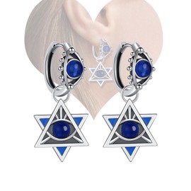 KEQ Evil Eye Dangle Earrings 925 Sterling Silver Blue Eye Hoop Earrings Hypoallergenic Huggie Hoop Dangle Earrings Evil Eye Jewelry Gifts for Women