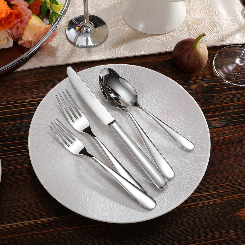 KEAWELL Premium 45-Piece Louise Silverware Set, 18/10 Stainless Steel, Service