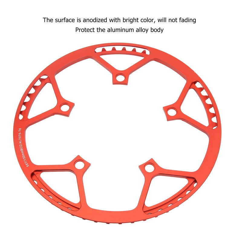 Bike Chainring 56T 130BCD Red Aluminum Alloy Lightweight Folding Bike