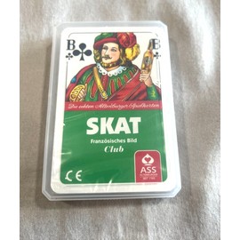 ASS SKAT Club Playing Cards & Plastic Case - 32 Blatt - Franosisches Bild Club - NIP