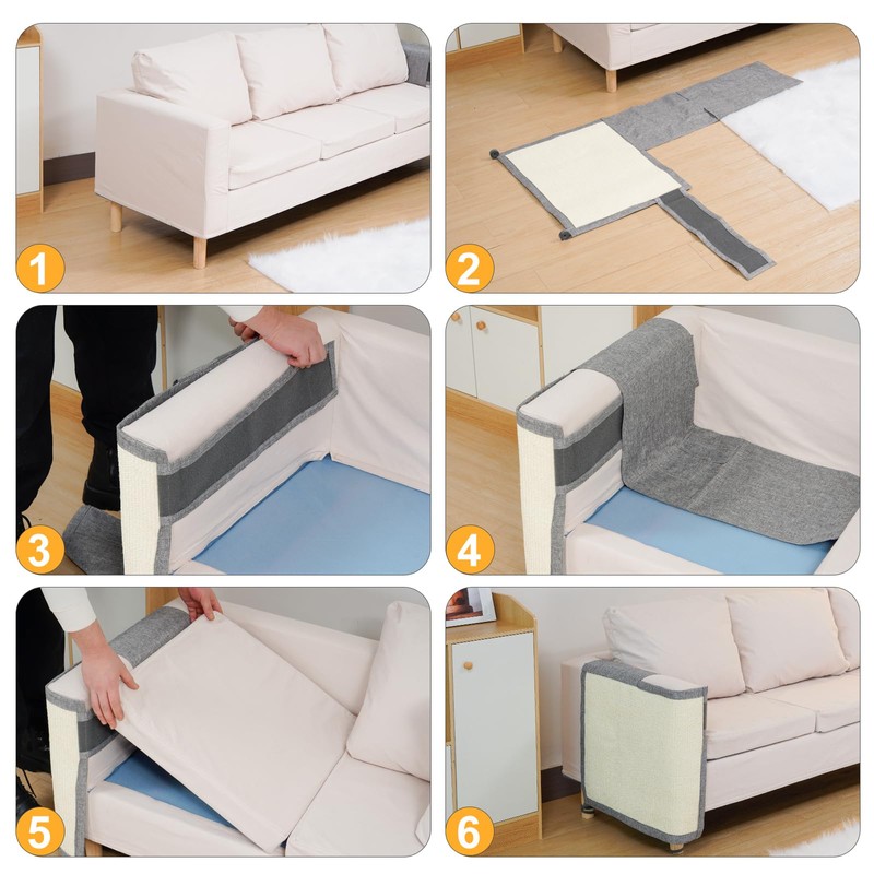 Uross Cat Couch Protector, Natural Sisal Scratch Guards for Cats