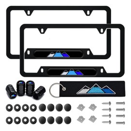 omlkibo Tri-Color 3 Color Aluminum License Plate Frame Cover Holder Compatible with Toyota Vehicle Truck Trailer SUV. (White Blue-02)