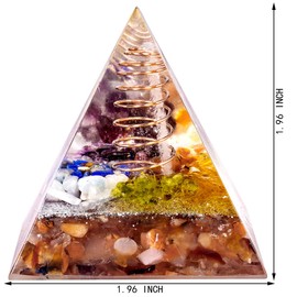 mookaitedecor Natural Carnelian Chakra Crystal Pyramid Aesthetic Room Desk Decor, 5cm Small Copper Resin Colourful Quartz Stone Pyramid Spiritual Chakra Crystal Gift for Reiki Chakra Balancing
