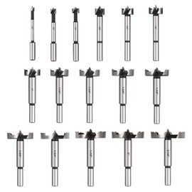 COMOWARE Forstner Bit Set - 16 Pcs Forstner Drill Bits Set for Wood, Auger Opener Round Shank Drilling Cutting Tool for Woodworking