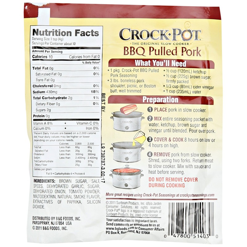 Crock Pot BBQ Pulled Pork Seasoning Mix, 1.5 oz