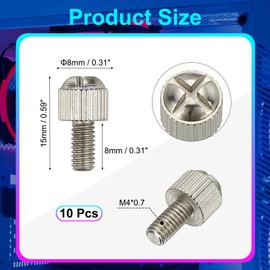 sourcing map 10 Pcs Computer Case Thumb Screws, M4x8 Thread PC Computer Case Fastener Thumb Screws for DIY PC Cover Power Supply PCI Slots Hard Drives