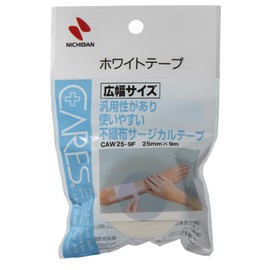 Nichiban Cares White Tape, 1.0 inches (25 mm) x 39.4 ft (9 m), CAW259F Non-woven Fabric, White Gauze Fixed, Individual Packaging