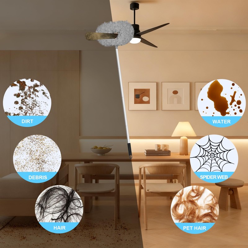 Eunice 7FT Ceiling Fan Duster with Extension Pole, Adjustable and