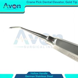 Gold End Hollow Handle Crane Pick Elevator | Dental Root Pick Tooth Extraction Elevator with Slight Bent Tip | Autoclave-Safe German Stainless Steel (1)