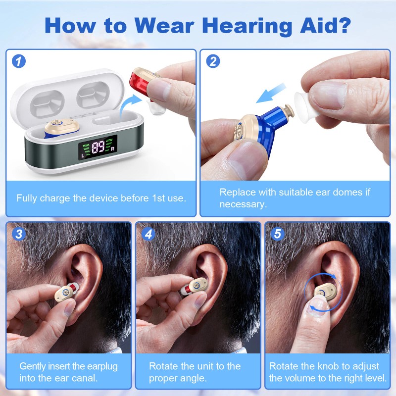 K&FCOPTEE Rechargeable Invisible Digital Hearing Aids For Adult In-Ear With
