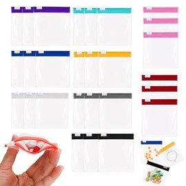 Pack of 27 Portable Pill Pill Bags Transparent Plastic Mini Zip Bag 7.6 x 7 cm Multicoloured Reusable Storage Organisation Travel Household