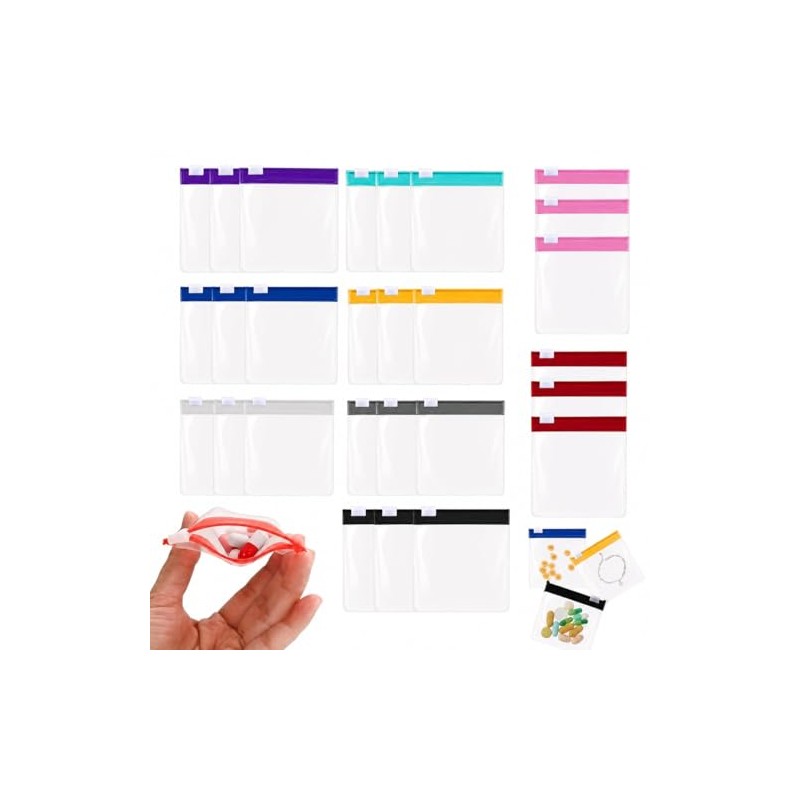 Pack of 27 Portable Pill Pill Bags Transparent Plastic Mini